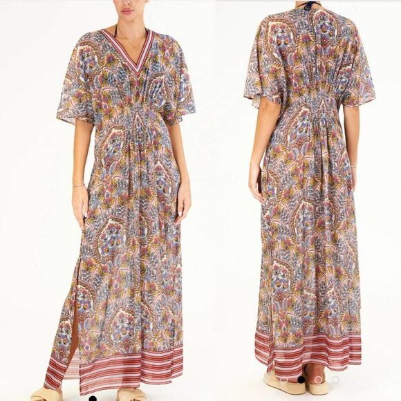 M.A.B.E Pia Kratan Print Dress Cotton S - Picture 1 of 11